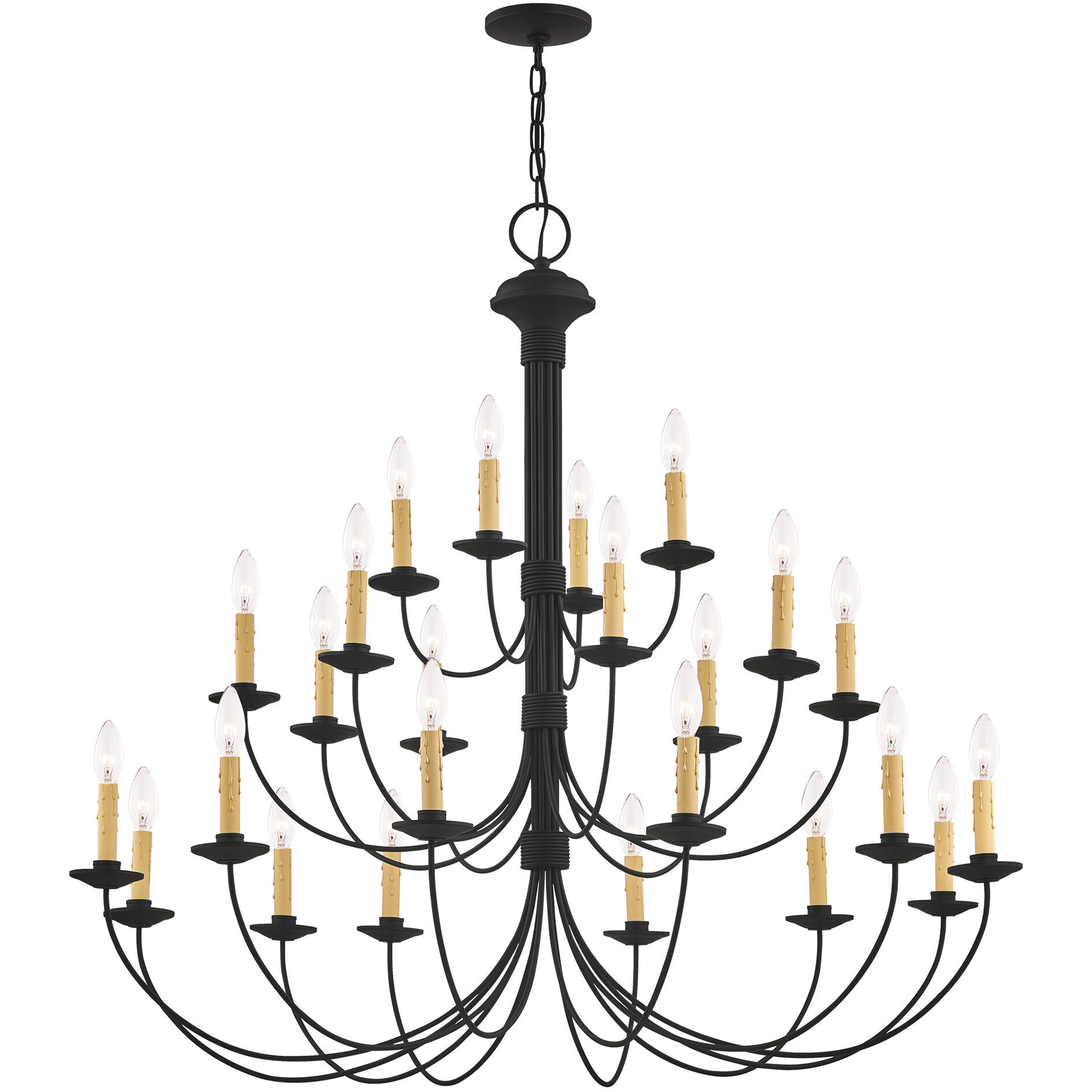 Heritage 24 Light 42 inch Black Chandelier Ceiling Light