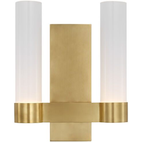 Ray Booth Lucid LED 11.25 inch Antique Brass Double Sconce Wall Light, Small