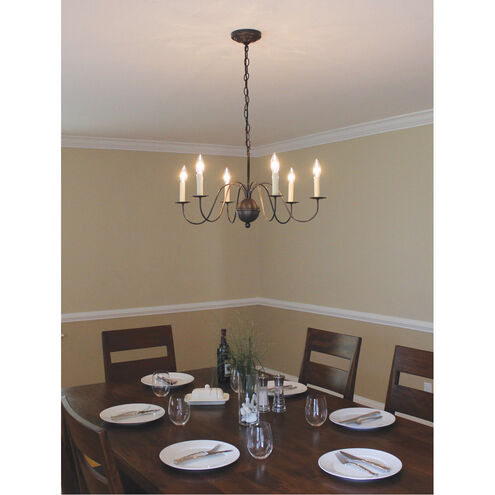 Hunter 6 Light 26 inch Dark Brass Chandelier Ceiling Light in Six 60W Candelabra