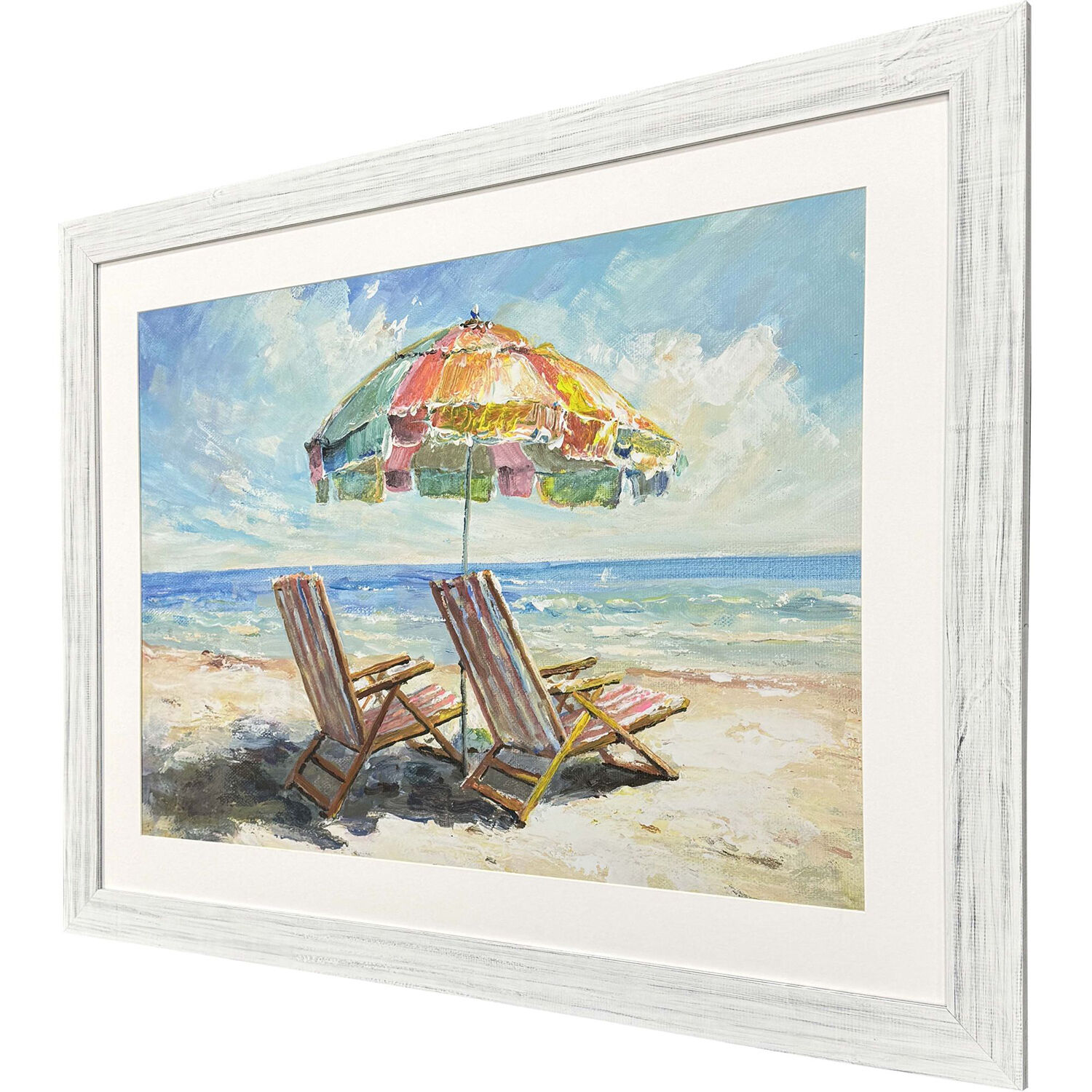 Beach Vibe Blue and Multi and Pink and Teal Framed Art