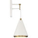 Contemporary 1 Light 6 inch White with Natural Brass Wall Sconce Wall Light