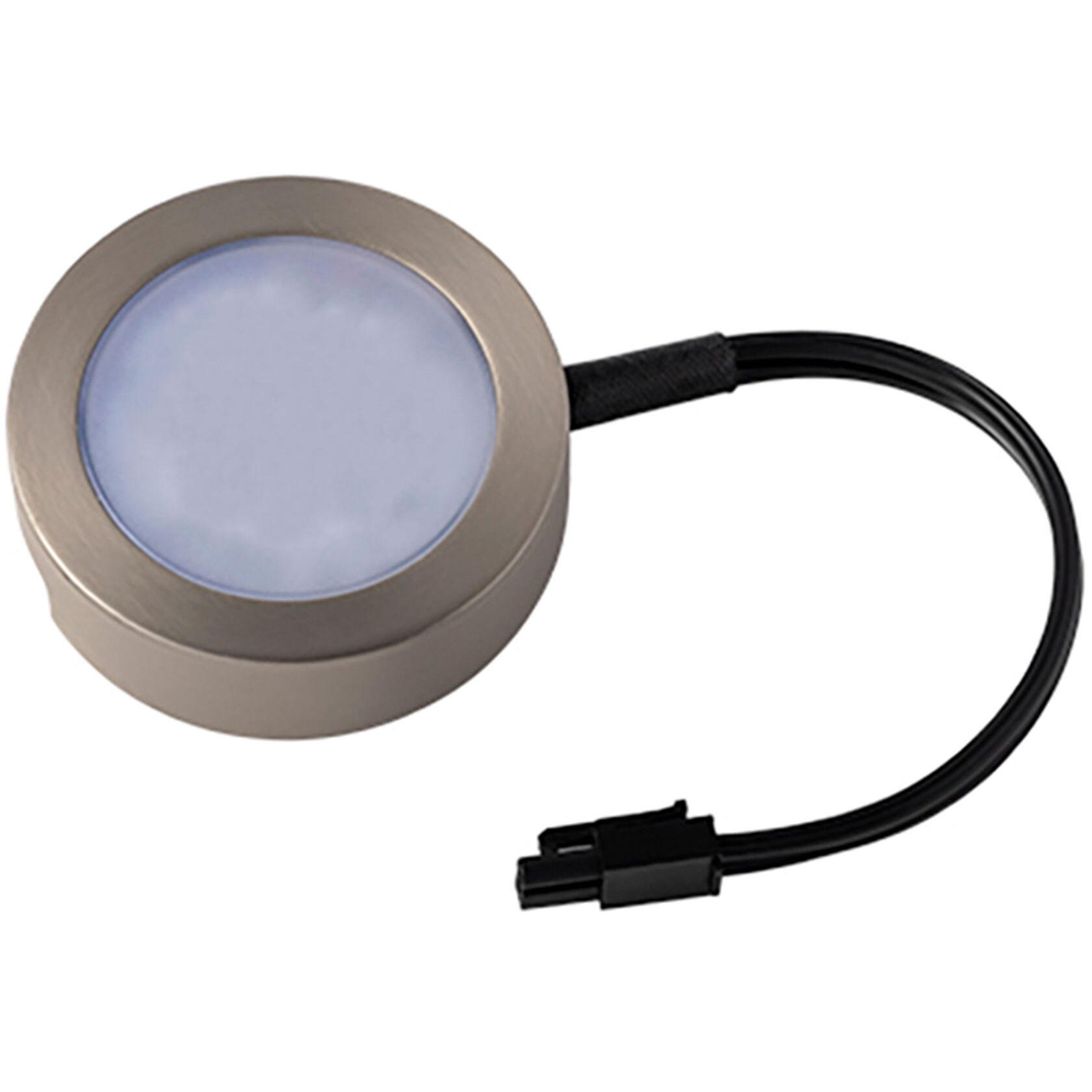 Line Voltage Puck Light LED Brushed Nickel Button Light, WAC Limited