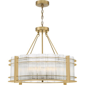 Regis 10 Light 28 inch Aged Brass with Fluted Glass Chandelier Ceiling Light