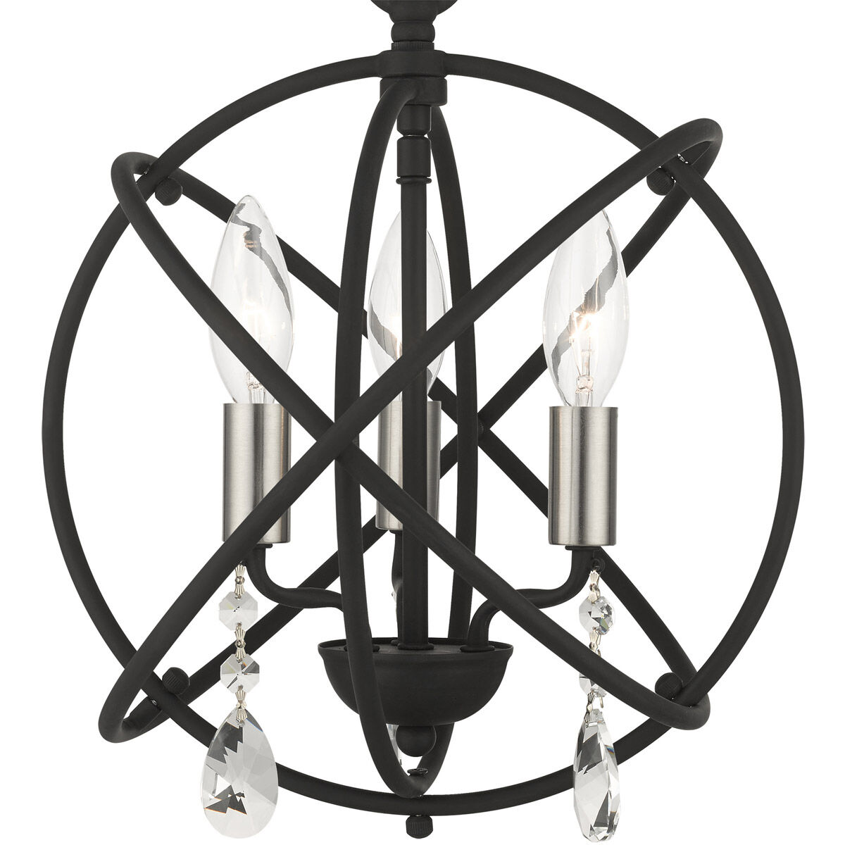 Aria 3 Light 12.63 inch Black Convertible Chandelier / Semi Flush Ceiling Light