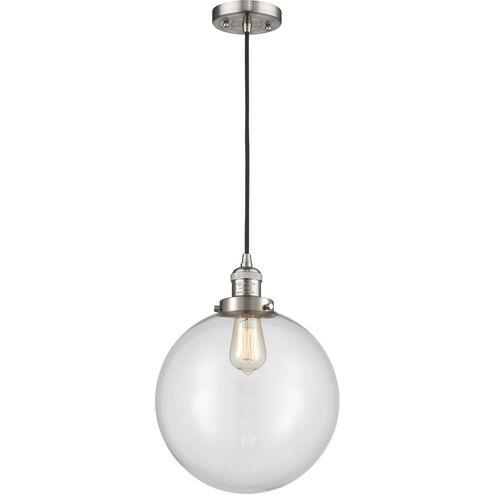 Franklin Restoration XX-Large Beacon 1 Light 12 inch Brushed Satin Nickel Mini Pendant Ceiling Light in Clear Glass, Franklin Restoration