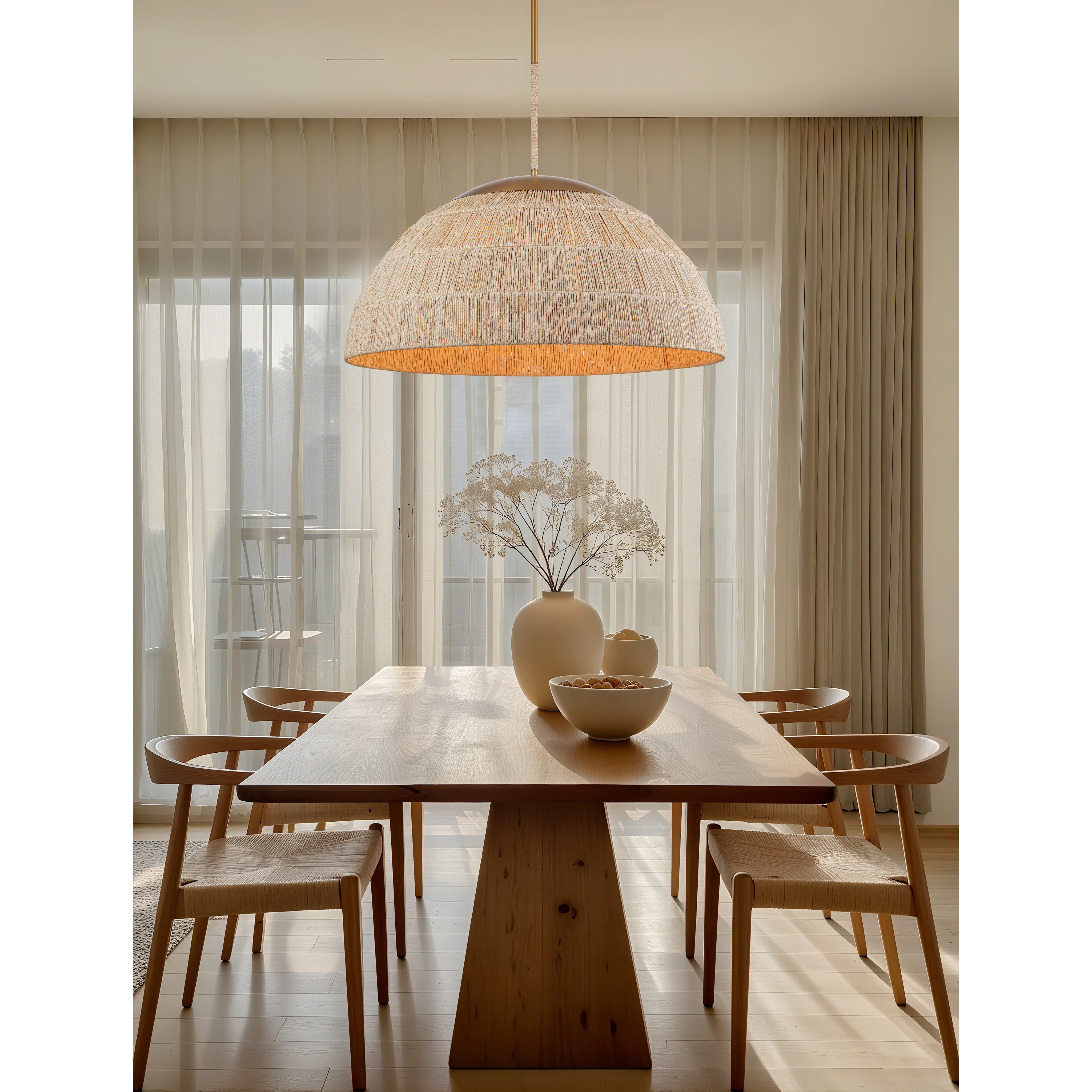 Copa 6 Light 36 inch Natural Brass Pendant Ceiling Light, Converts to Semi Flush