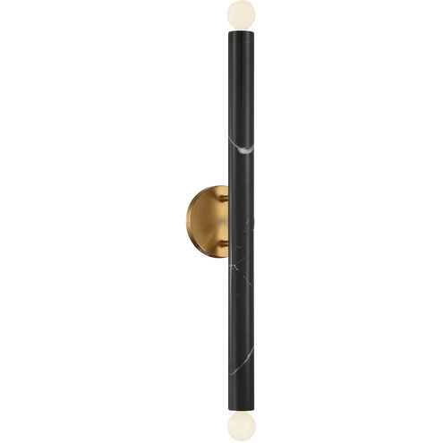 Callaway 2 Light 5 inch Black Marble with Warm Brass Wall Sconce Wall Light