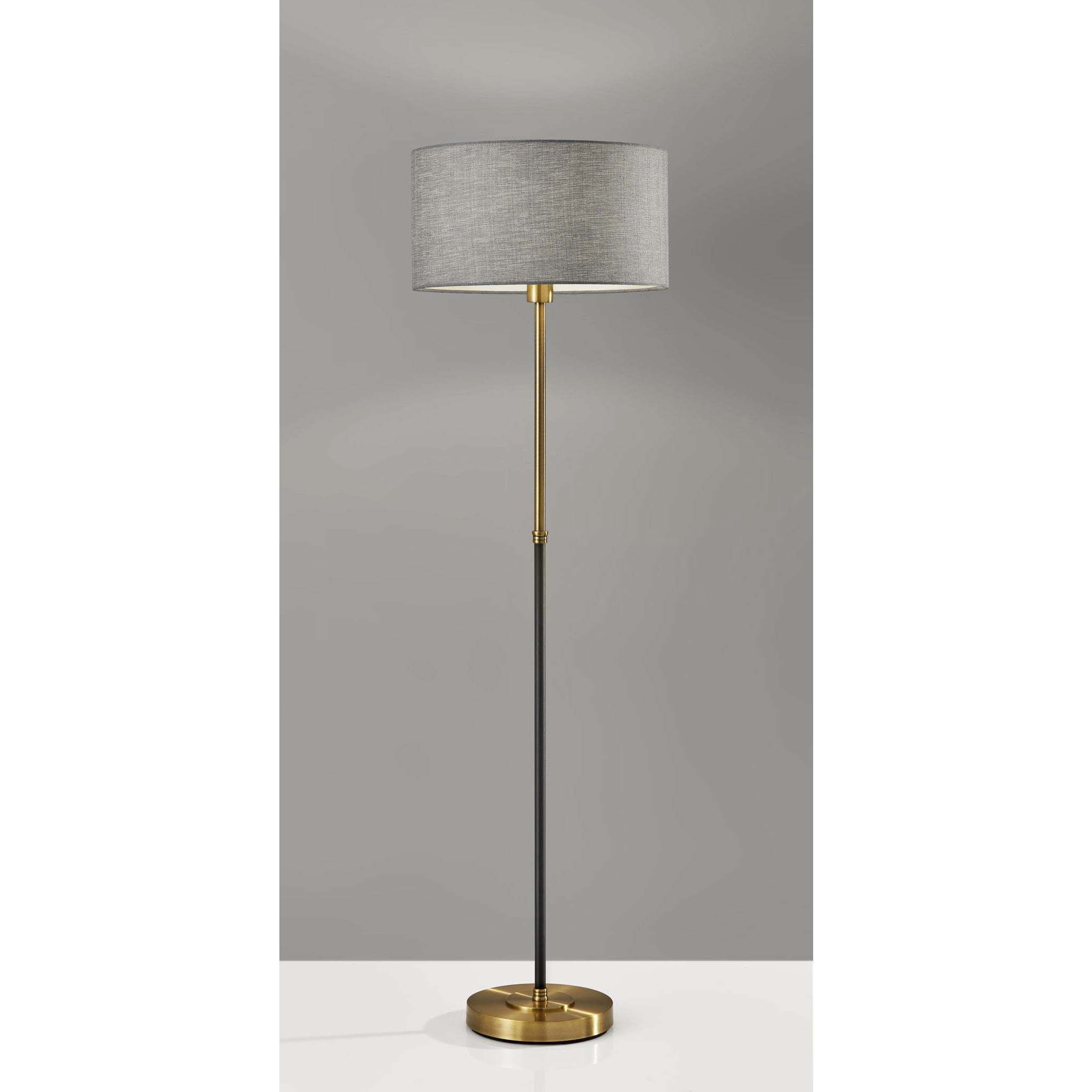 Bergen 59 inch 100.00 watt Black and Antique Brass Floor Lamp Portable Light 