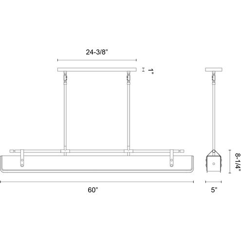 Valise LED 5 inch Vintage Brass and Tuxedo Leather Pendant Ceiling Light