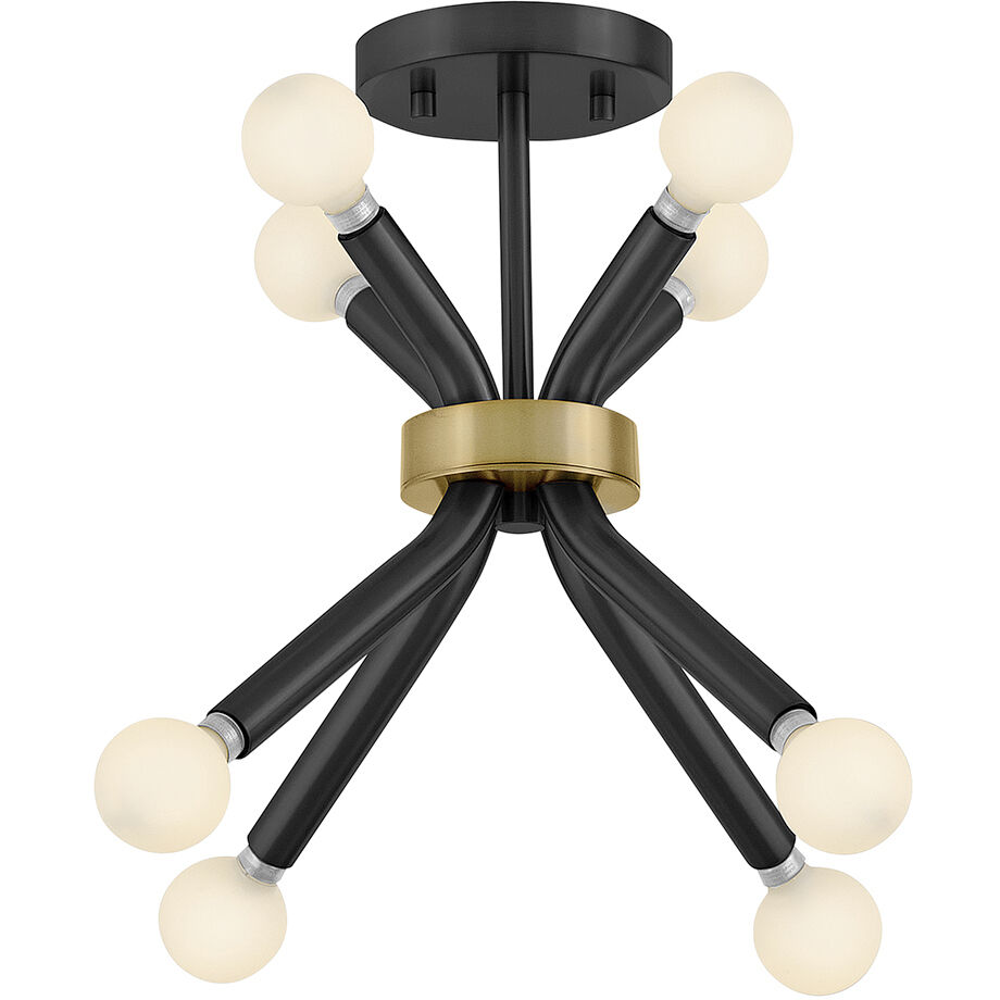 Axton 8 Light 12.5 inch Black with Lacquered Brass Convertible Pendant Ceiling Light