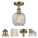 Ballston Belfast LED 6 inch Brushed Brass Semi-Flush Mount Ceiling Light in Clear Crackle Glass, Ballston