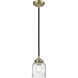 Nouveau Bell LED 5 inch Black Antique Brass Mini Pendant Ceiling Light in Seedy, Nouveau