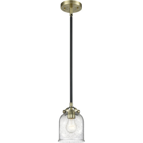Nouveau Bell LED 5 inch Black Antique Brass Mini Pendant Ceiling Light in Seedy, Nouveau
