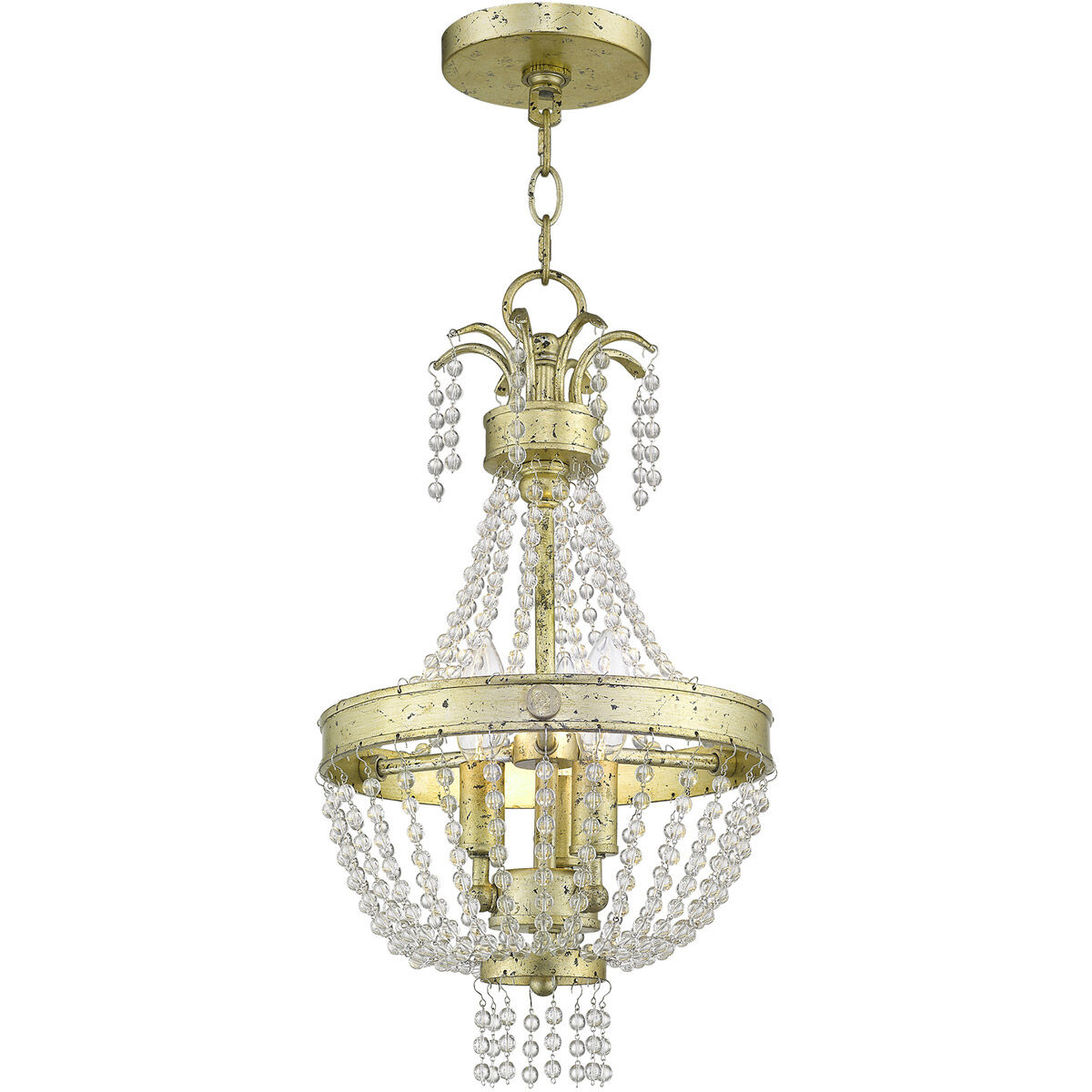 Valentina 3 Light 10 inch Hand Applied Winter Gold Pendant Ceiling Light