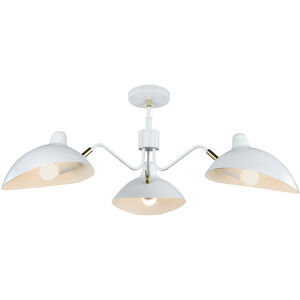 Droid 3 Light 34 inch White and Brushed Gold Flush Mount Ceiling Light