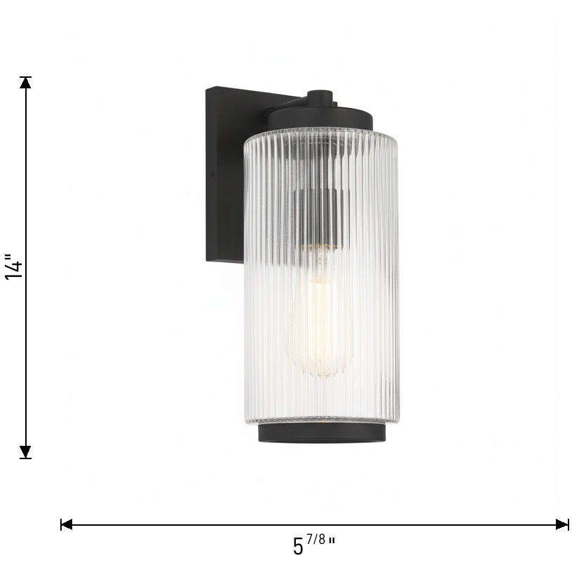 Ronde LED 14 inch Textured Black Outdoor Wall Lantern, Medium