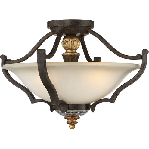 Chateau Nobles 3 Light 17 inch Raven Bronze with Sunburst Gold Semi Flush Ceiling Light