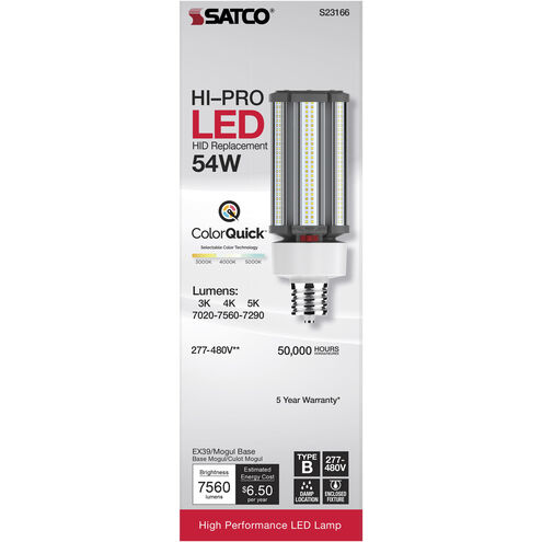 Lumos LED 54 watt 277-480 3000K Light Bulb, HID Replacements