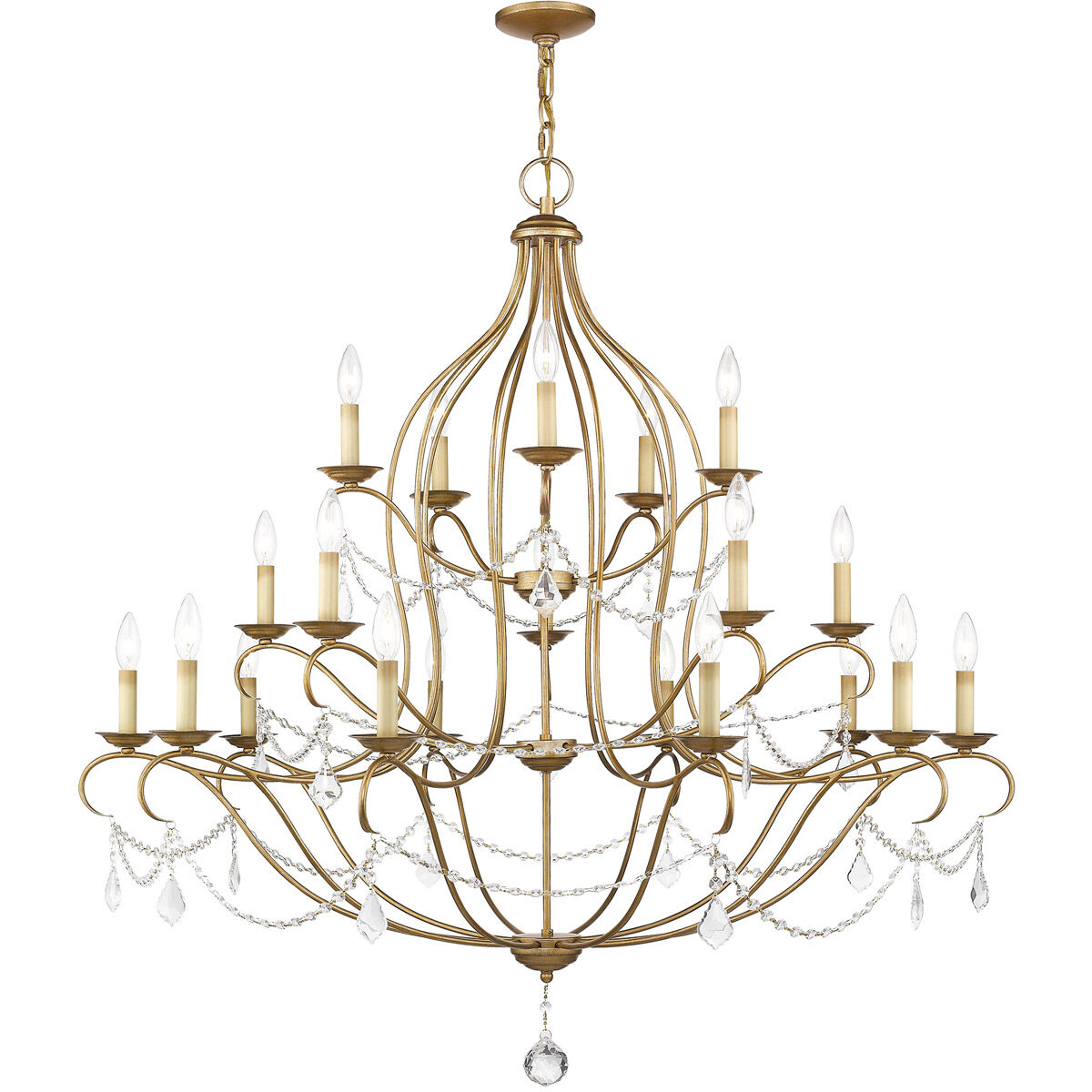 Chesterfield 20 Light 46 inch Antique Gold Leaf Chandelier Ceiling Light