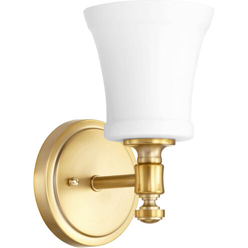 Rossington 1 Light 5 inch Aged Brass Wall Mount Wall Light in Satin Opal, Satin Opal