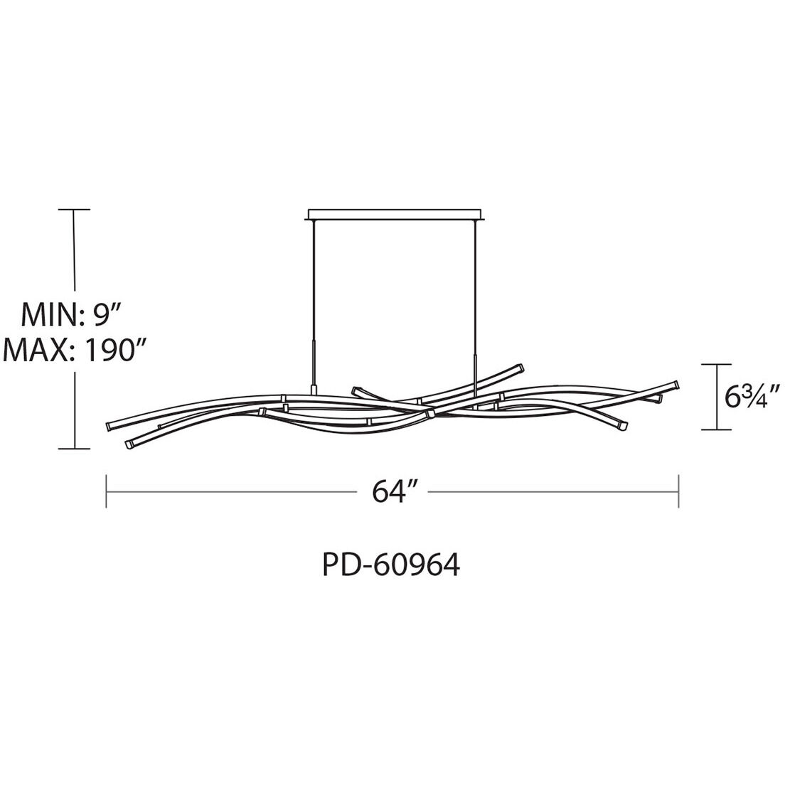 Divergence Linear Chandelier Ceiling Light in Chrome, dweLED