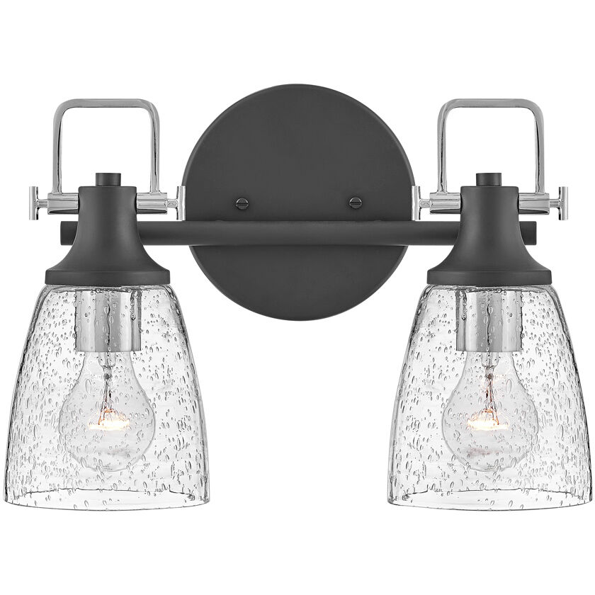 Easton 2 Light 14.5 inch Black with Chrome Vanity Light Wall Light in Black/Chrome