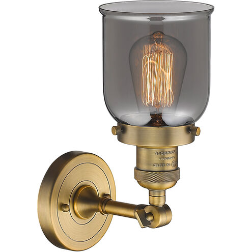 Franklin Restoration Small Bell 1 Light 5 inch Brushed Brass Semi-Flush Mount Ceiling Light in Plated Smoke Glass, Franklin Restoration