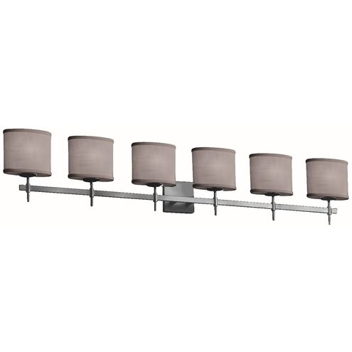 Textile 6 Light 51.5 inch Brushed Nickel Bath Vanity Light Wall Light, Union Family, Choices