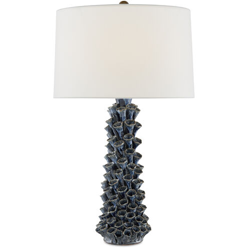 Sunken 31.5 inch 150 watt Blue Drip Glaze Table Lamp Portable Light