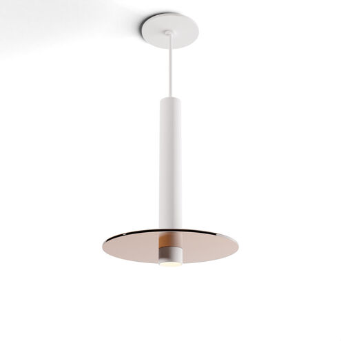 Combi LED 9 inch Matte White Pendant Ceiling Light in Tea Brown Glass, Suspension / Flush Mount 2-in-1