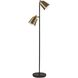 Malcolm 58 inch 60.00 watt Matte Black and Antique Brass Floor Lamp Portable Light
