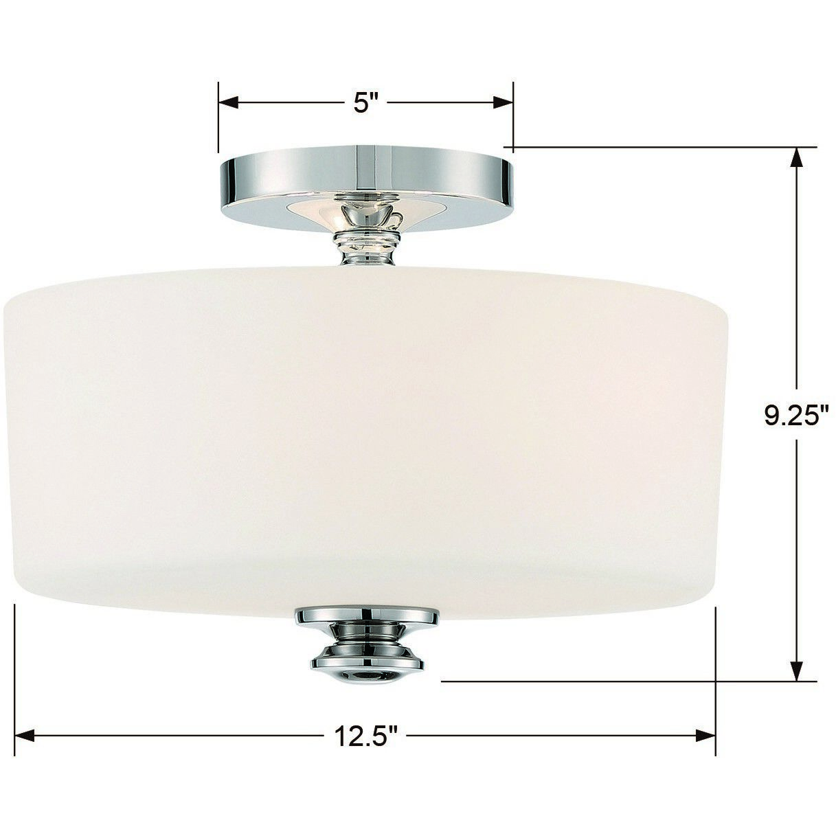 Travis 2 Light 12.5 inch Polished Nickel Semi Flush Ceiling Light