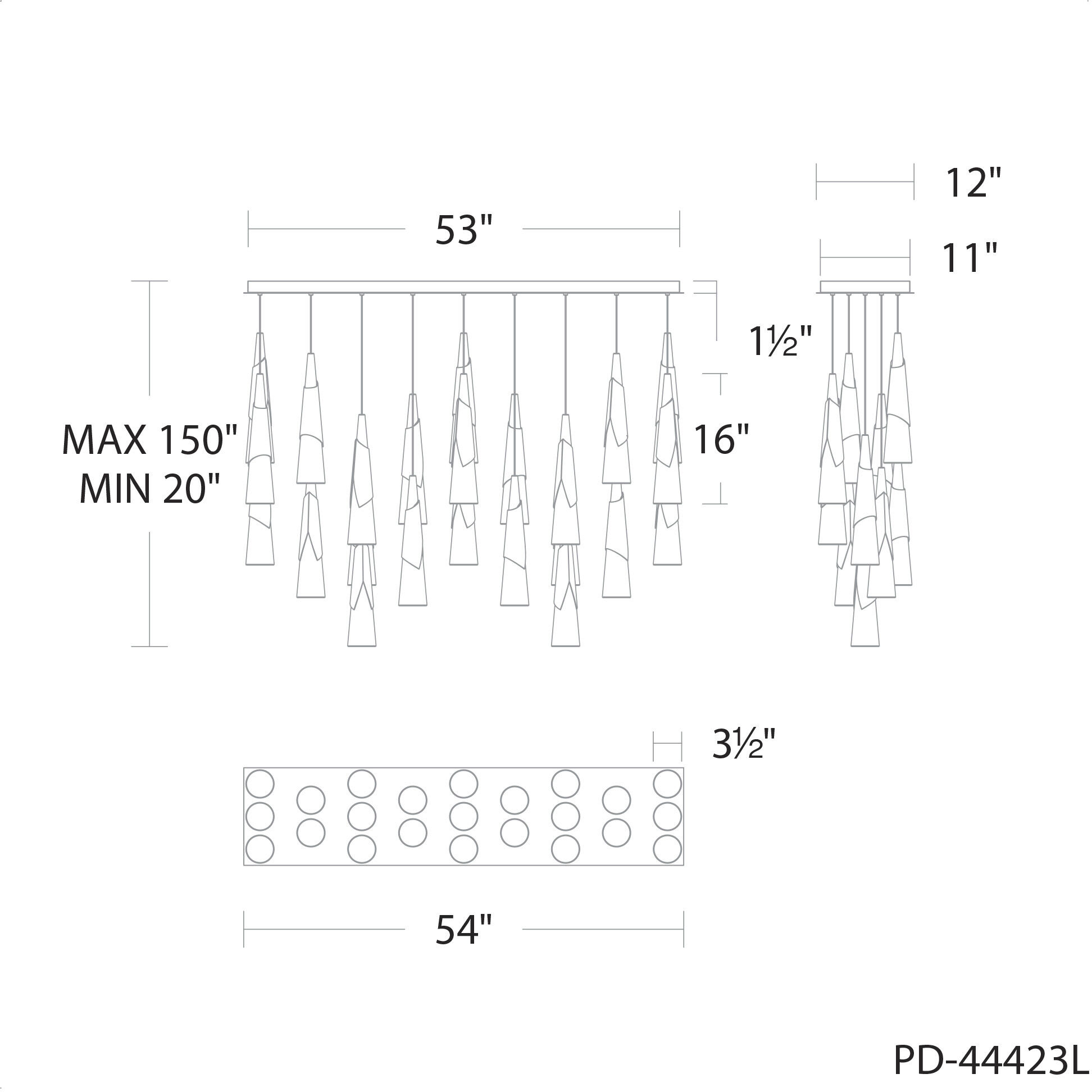Kilt 23 Light 12 inch Aged Brass Multi-Light Pendant Ceiling Light