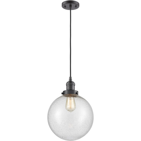 Franklin Restoration X-Large Beacon LED 10 inch Oil Rubbed Bronze Mini Pendant Ceiling Light in Seedy Glass, Franklin Restoration