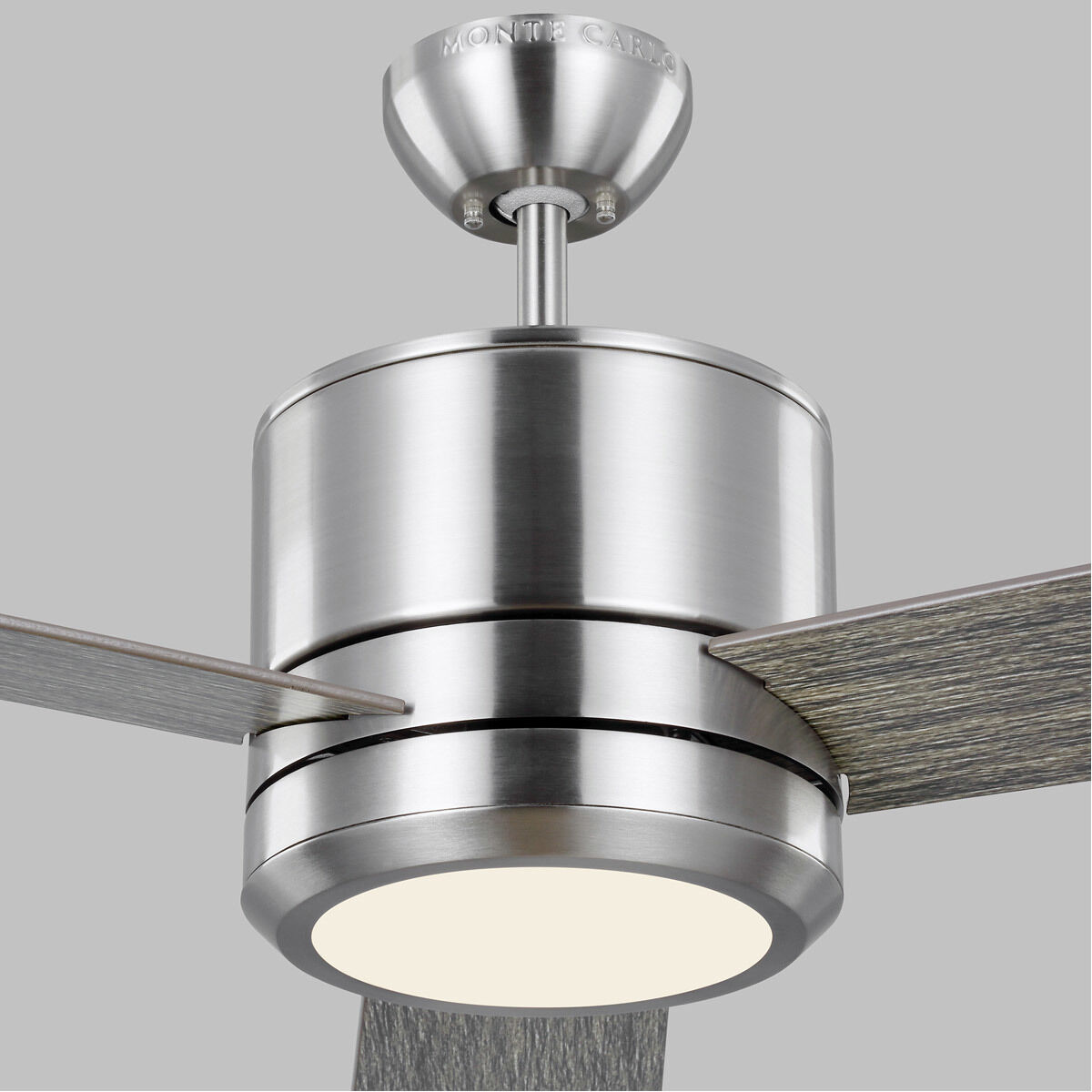 Vision 56 56 inch Brushed Steel with Light Grey Weathered Oak Blades Ceiling Fan