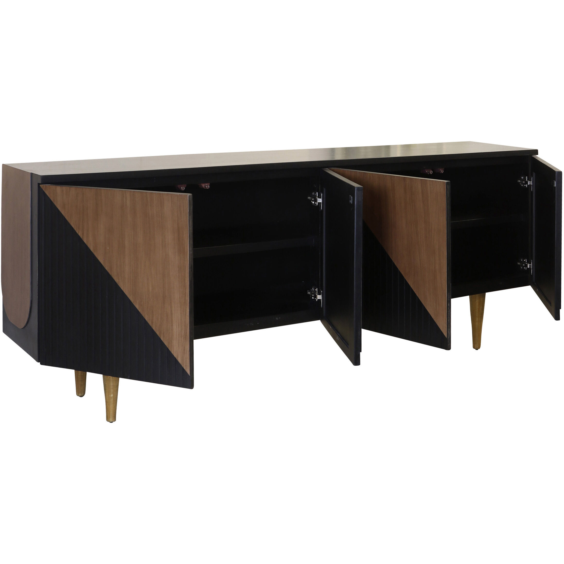 Mid Century Geo 80 X 16 inch Black and Oak Console