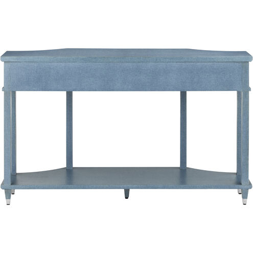 Maya 60 inch Lacquered Blue Linen/Washed Mahogany Console Table
