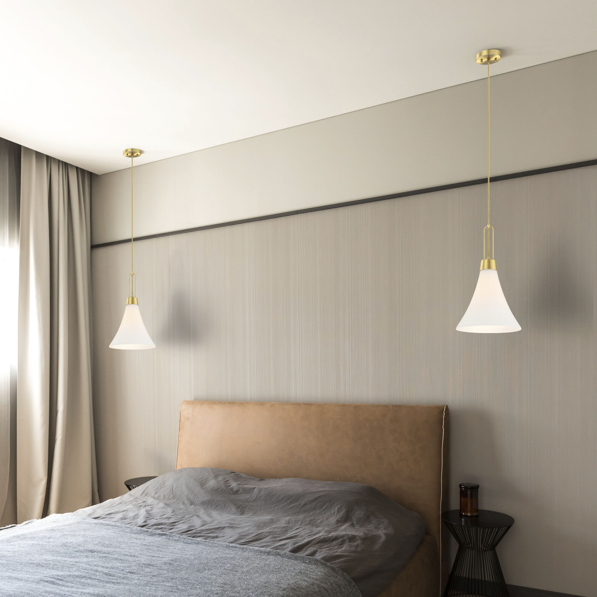 Evergreen Oasis LED 12 inch Brushed Gold Down Pendant Ceiling Light