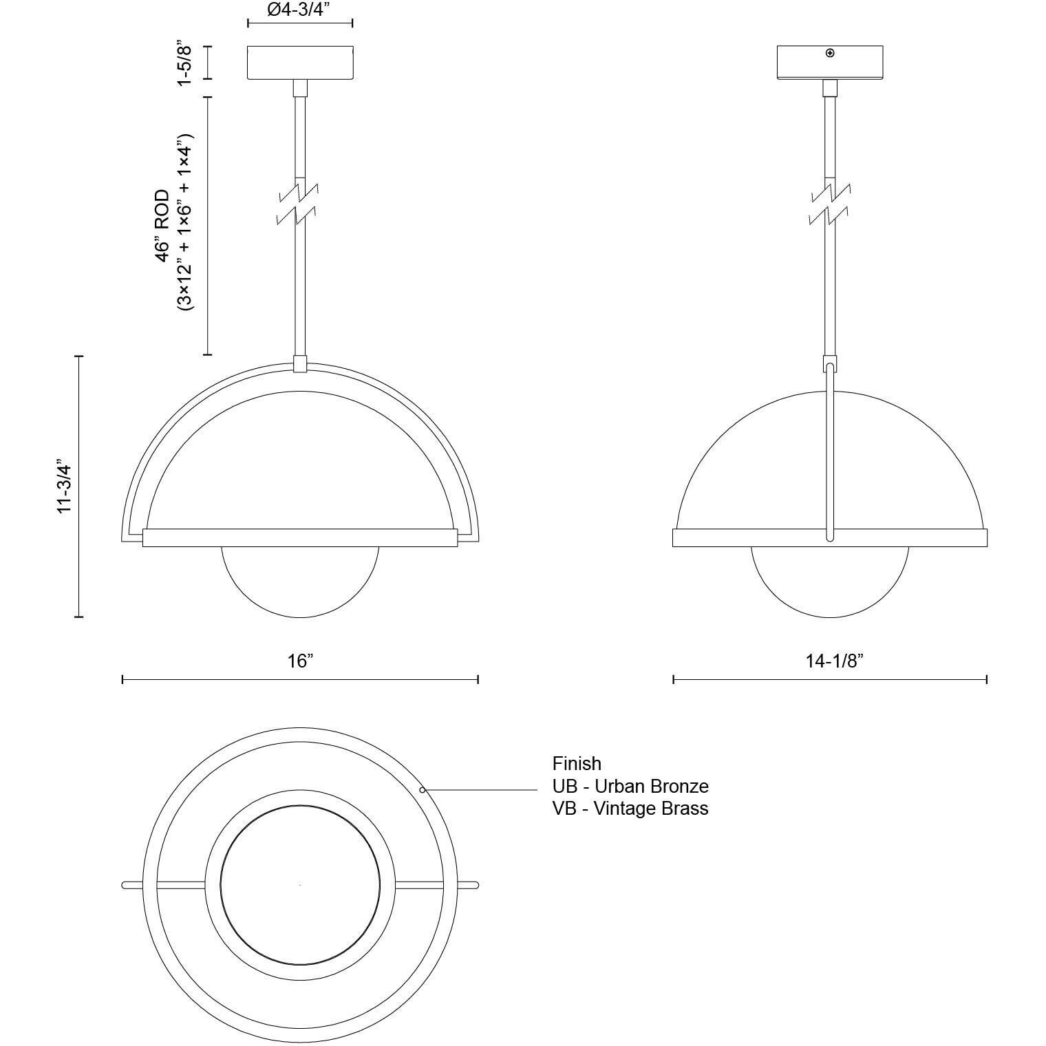 Bowery Pendant Ceiling Light in Urban Bronze