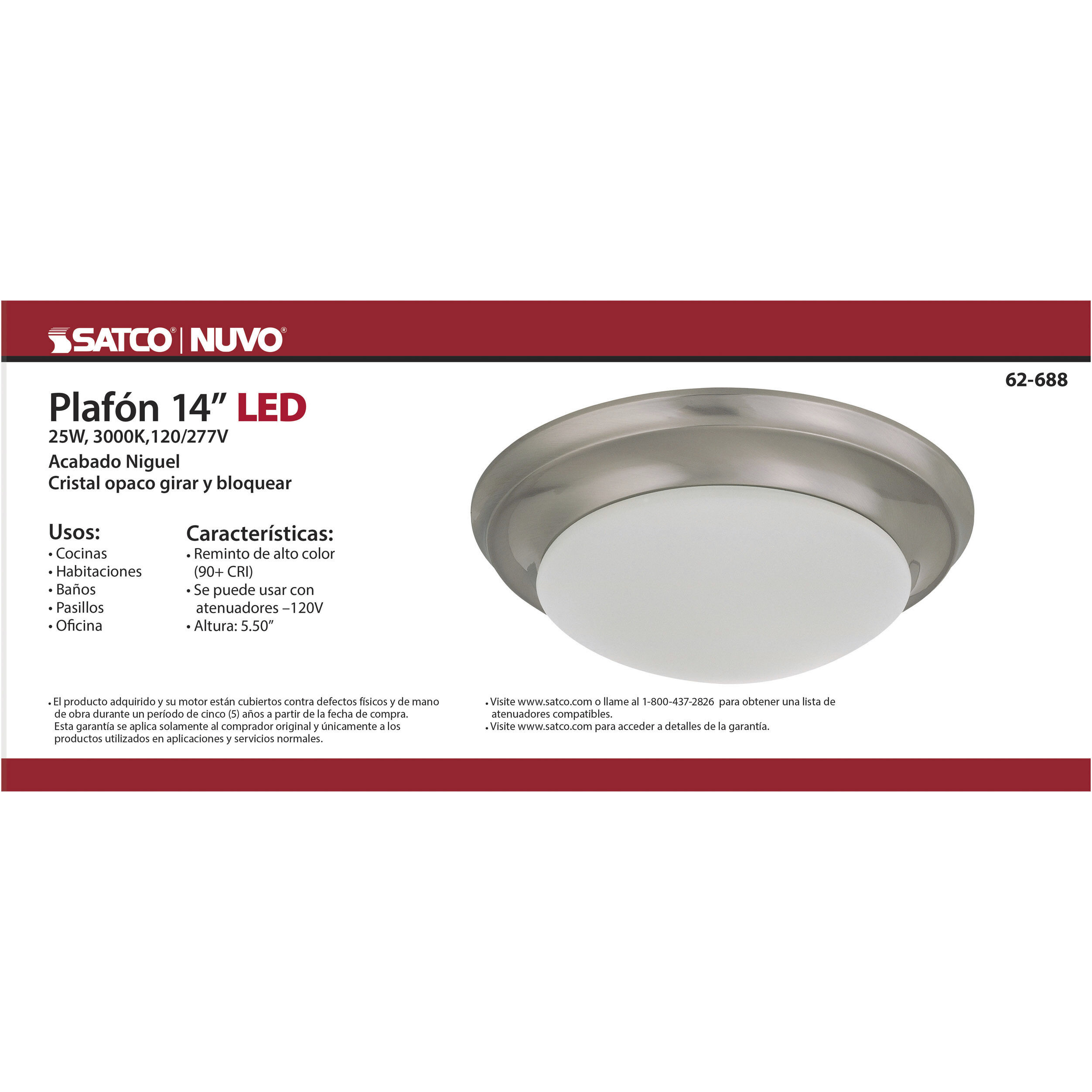 Brentwood LED 14 inch Brushed Nickel Flush Mount Ceiling Light