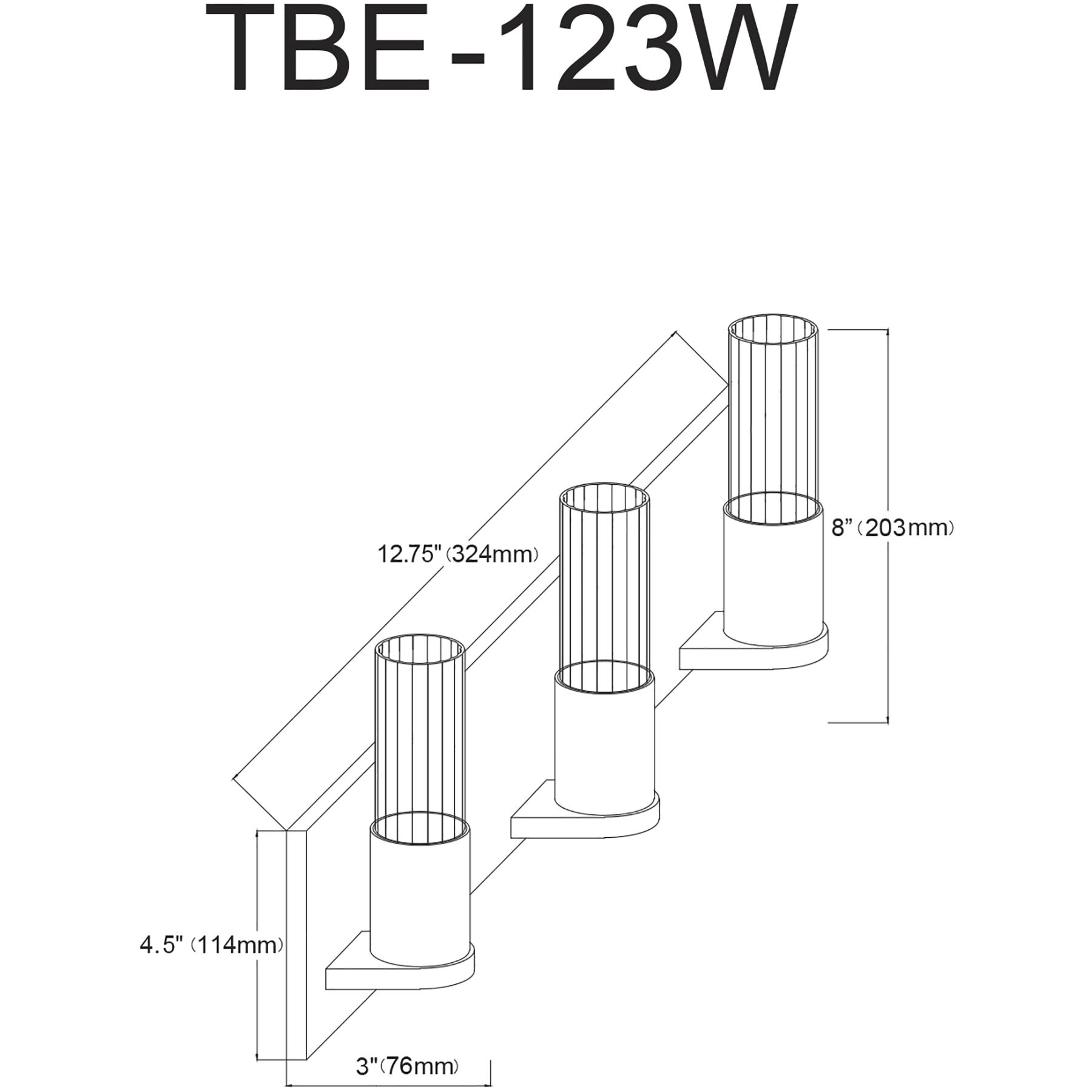 Tube 3 Light 12.75 inch Aged Brass Vanity Light Wall Light