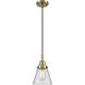 Downtown Urban Cone 1 Light 6.25 inch Antique Brass Mini Pendant Ceiling Light in Clear