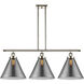 Ballston X-Large Cone 3 Light 36 inch Polished Nickel Island Light Ceiling Light in Plated Smoke Glass