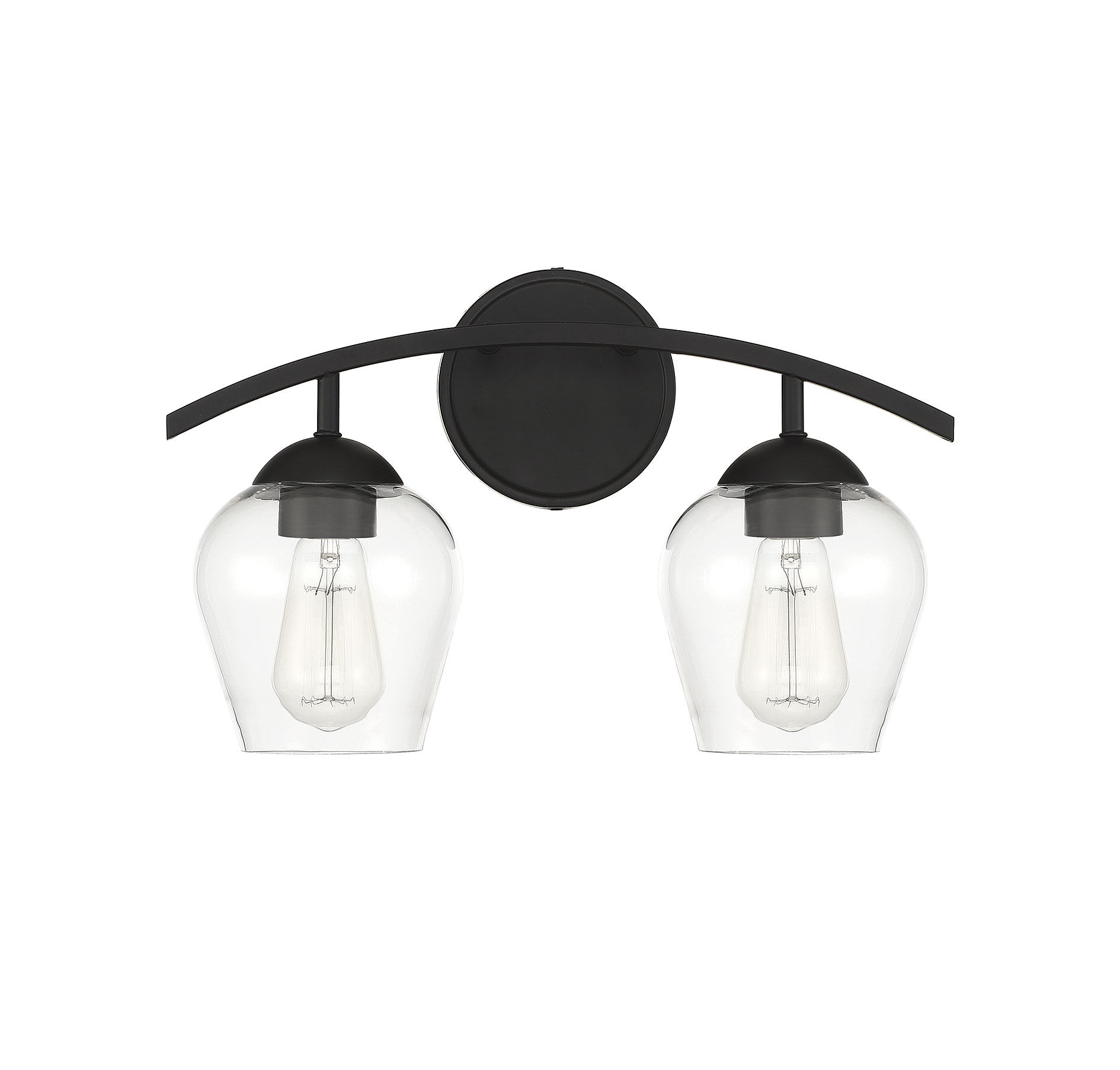 Transitional 2 Light 16 inch Matte Black Bathroom Vanity Light Wall Light