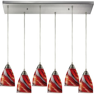 Pierra 6 Light 30 inch Satin Nickel Multi Pendant Ceiling Light in Candy, Configurable