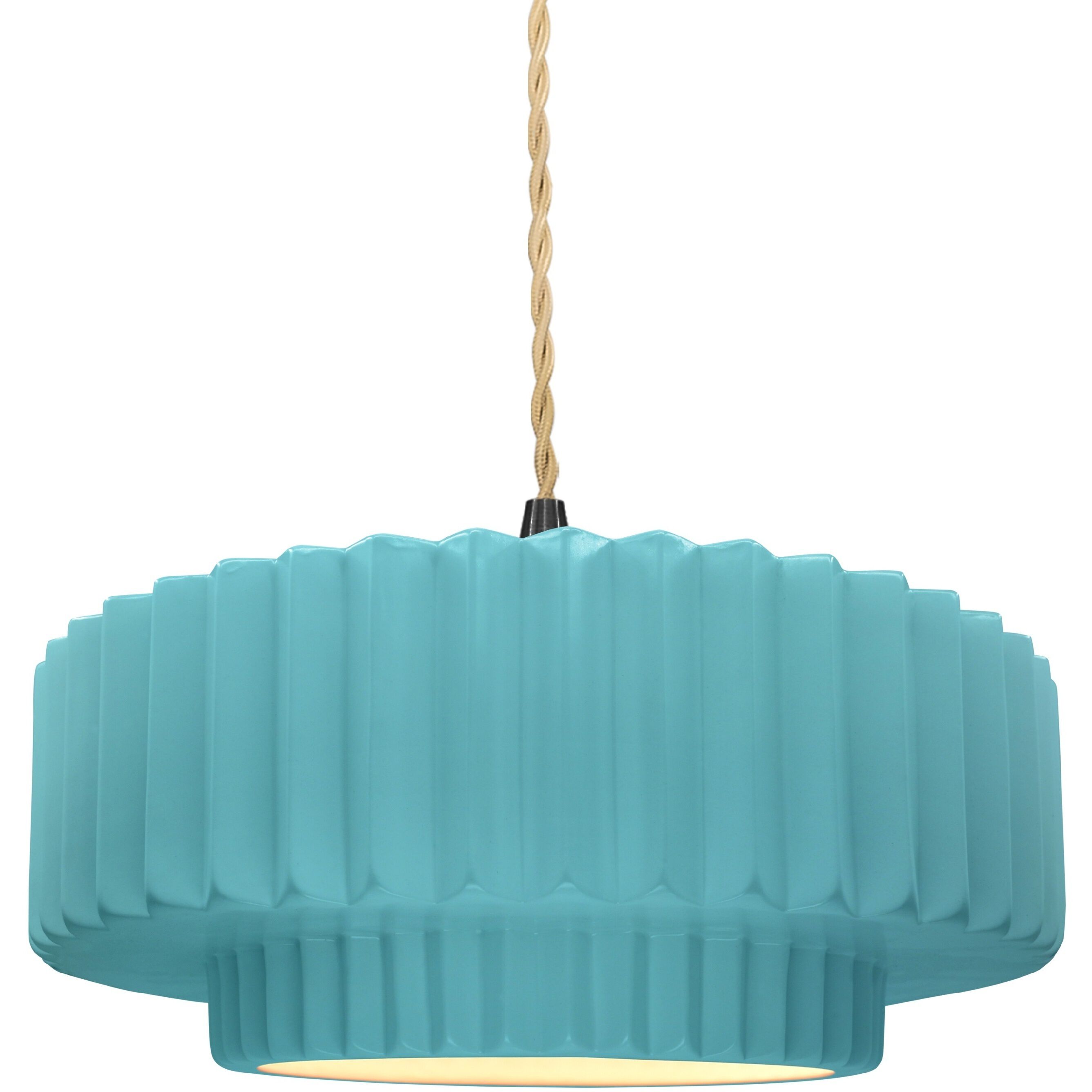 Radiance Collection - Pleated Tier Pendant Ceiling Light in Matte Black, Replaceable Bulb, Beige Twist Cord, Reflecting Pool, 14.5W x 5.25H, Form+Finish+Function