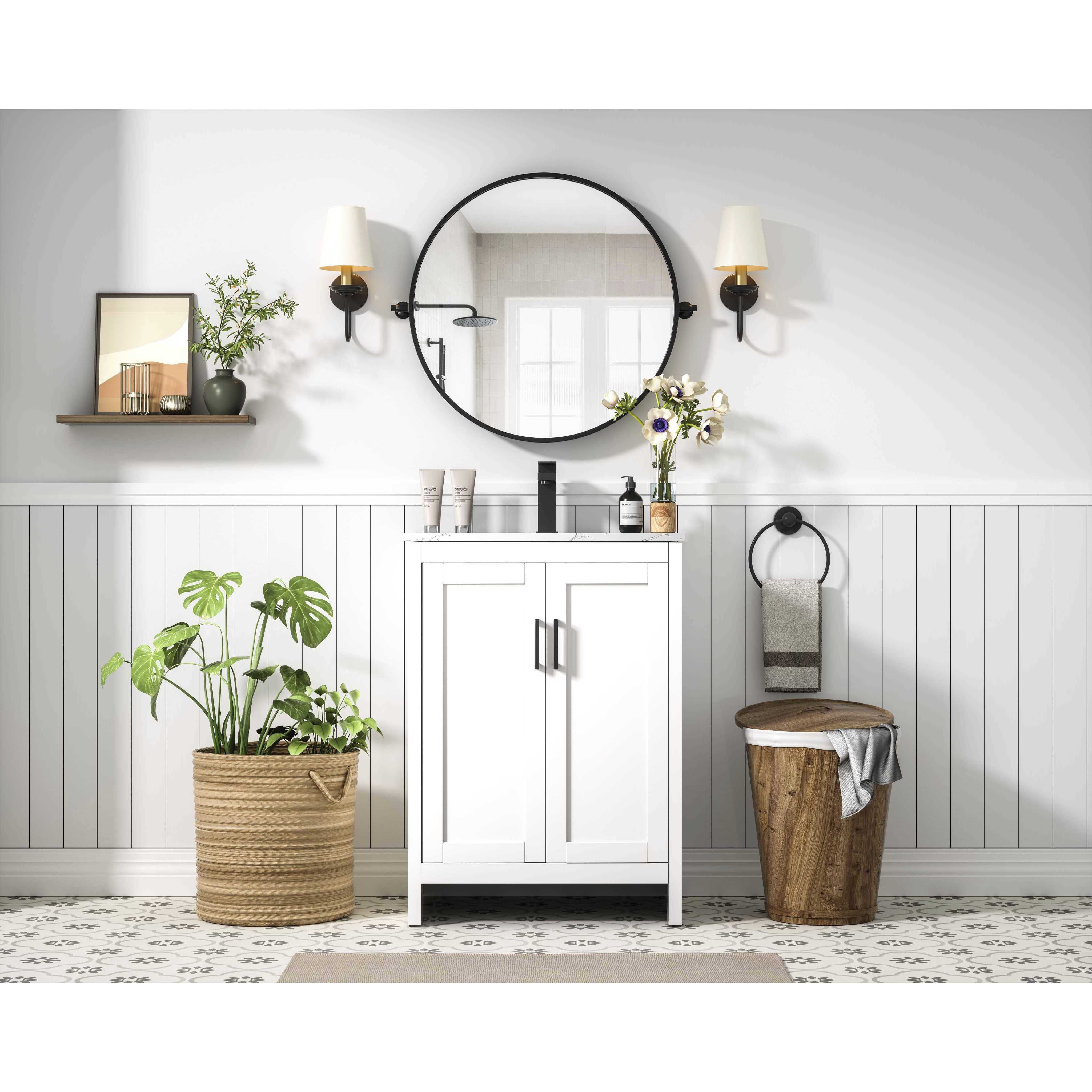 Finnley 24 X 34 inch White Bathroom Vanity Cabinet