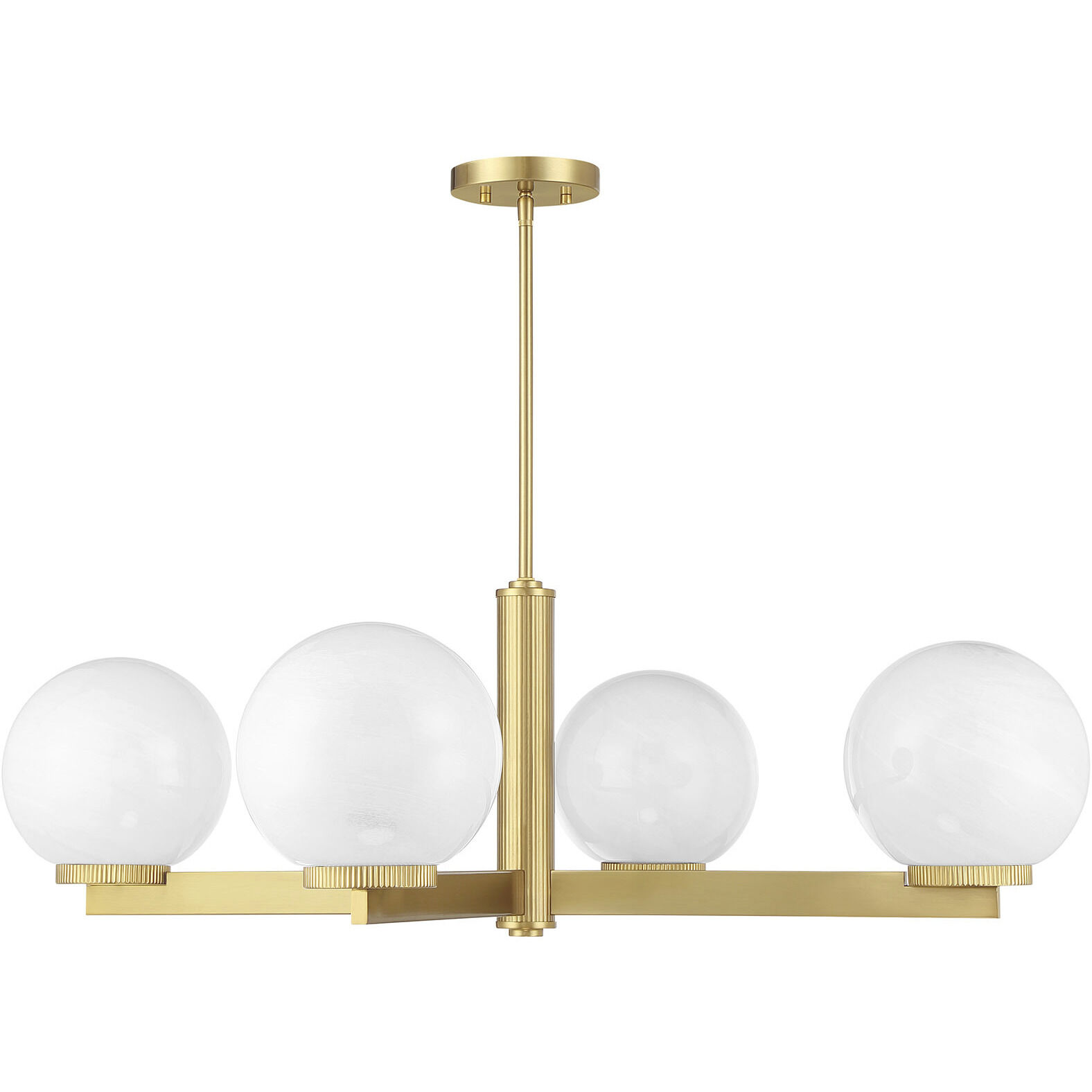 Modern 4 Light 38 inch Natural Brass Chandelier Ceiling Light