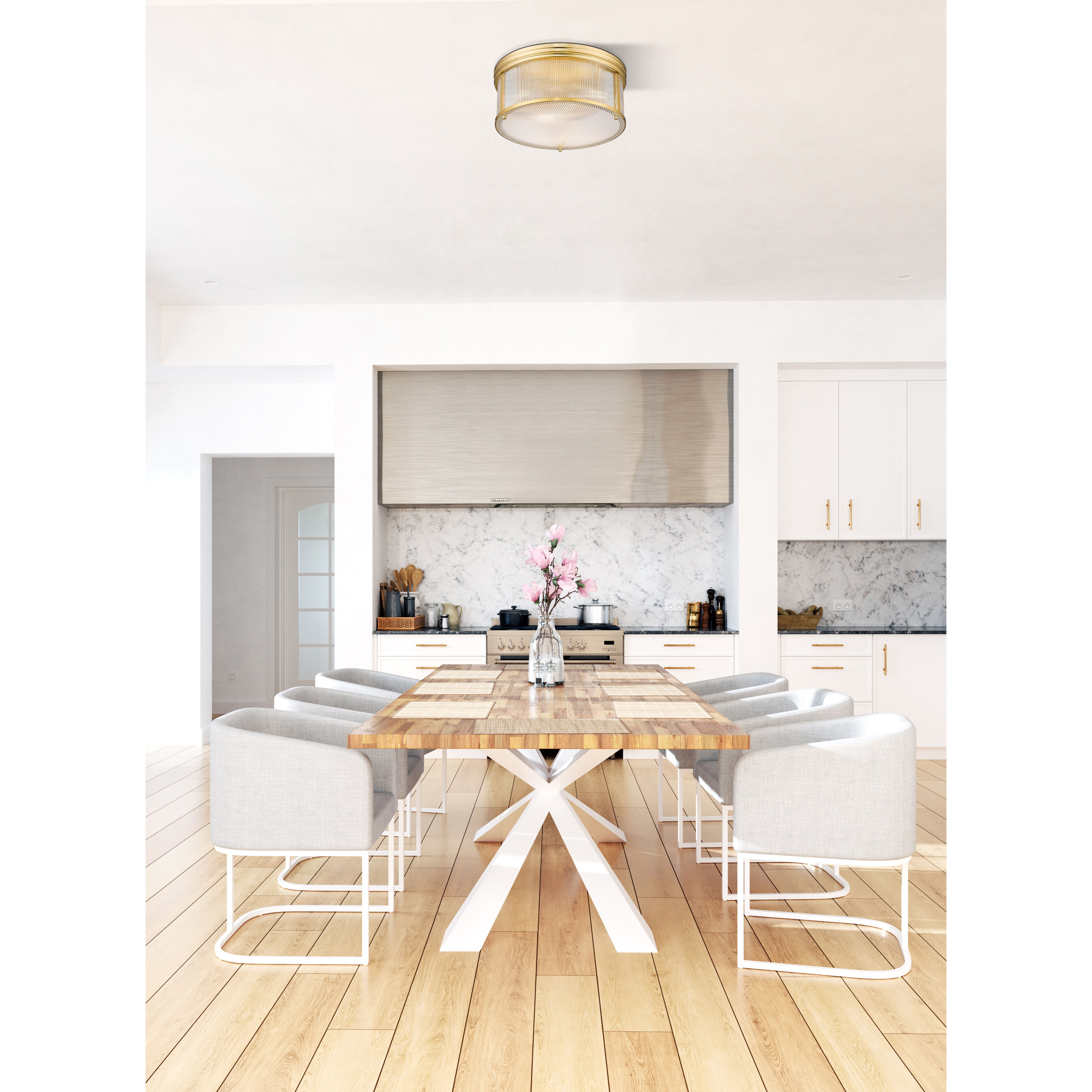 Carnaby 4 Light 18 inch Modern Gold Flush Mount Ceiling Light