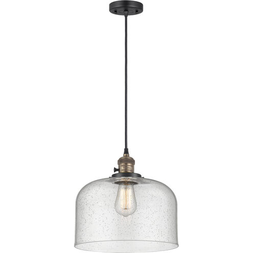 Franklin Restoration Bell 1 Light 12 inch Black Antique Brass Mini Pendant Ceiling Light in Incandescent, Seedy